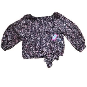 Vince Camuto Mystical Mist Floral Blouse Top Black Pink Size 3X